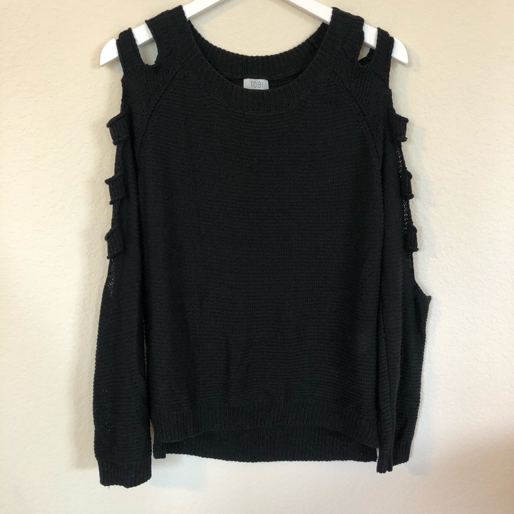 Tobi Cut Out Black Knit Sweater